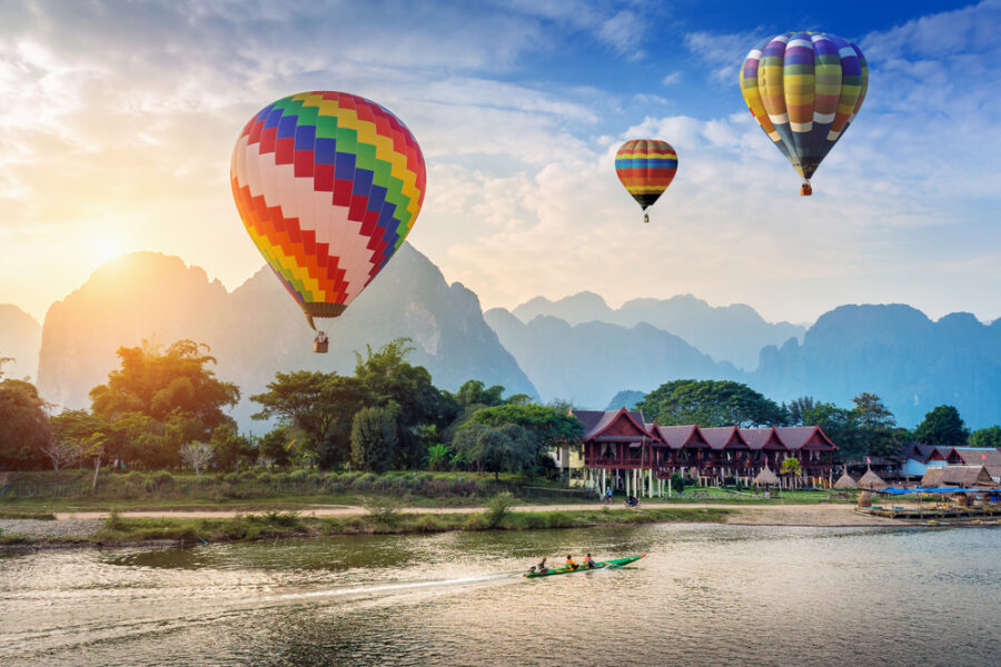 Unforgettable Skyward Sojourn: Hot Air Balloon Escapades in Vang Vieng, Laos